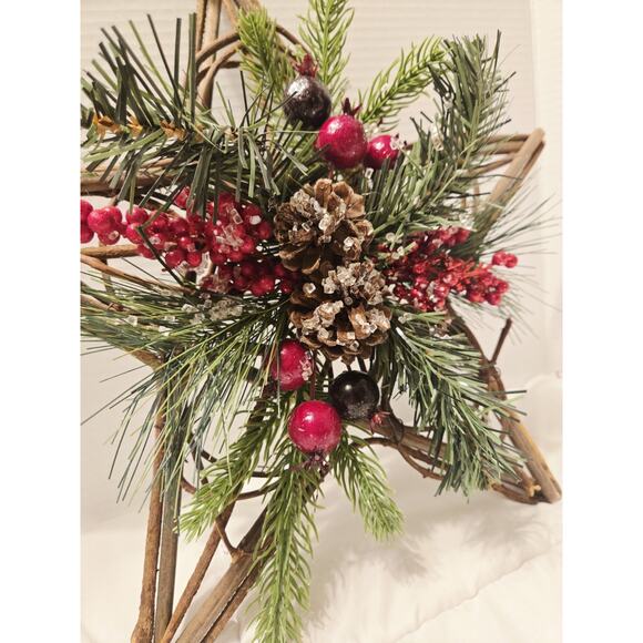 Woven Rattan Tree Star Topper Red PineCone Ralph Lauren Christmas Classic Decor - Picture 3 of 9